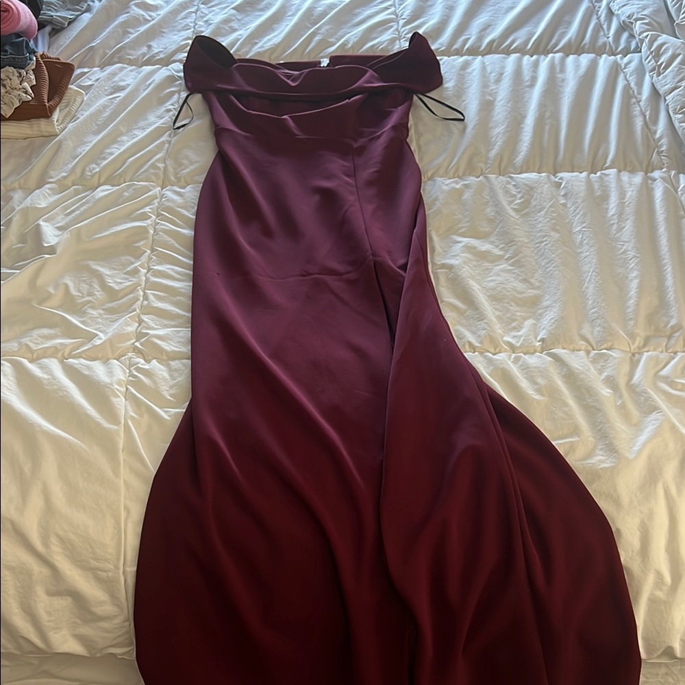 Elegant Burgundy Off-Shoulder Dress